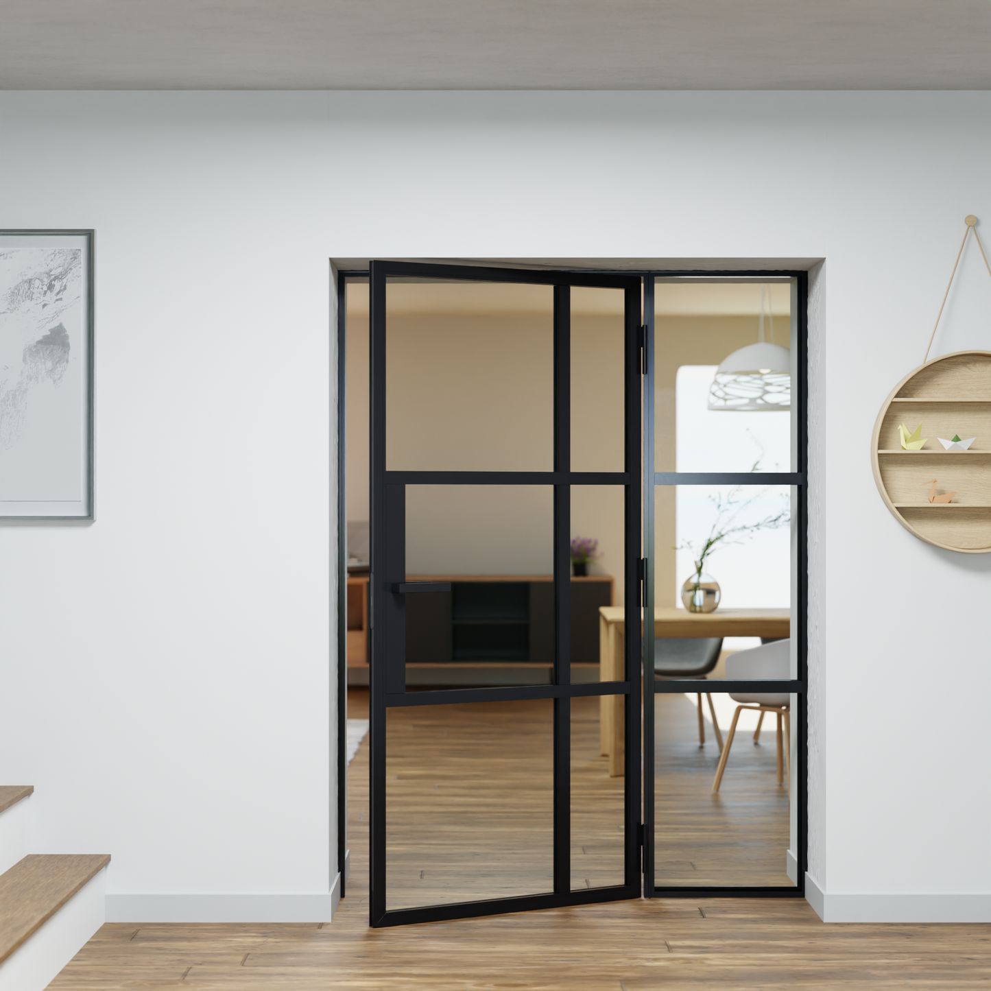 LoftTueren.shop - Lofttür LOFT10 mit Seitenteil rechts - offen