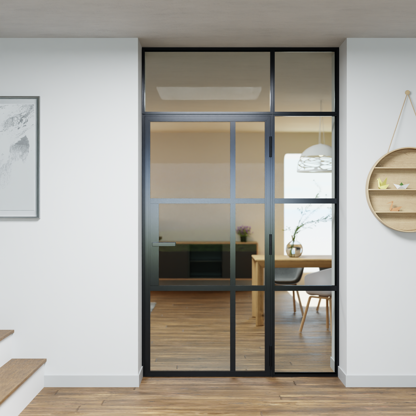 LoftTueren.shop - Lofttür LOFT10 mit Oberlicht und Seitenteil rechts