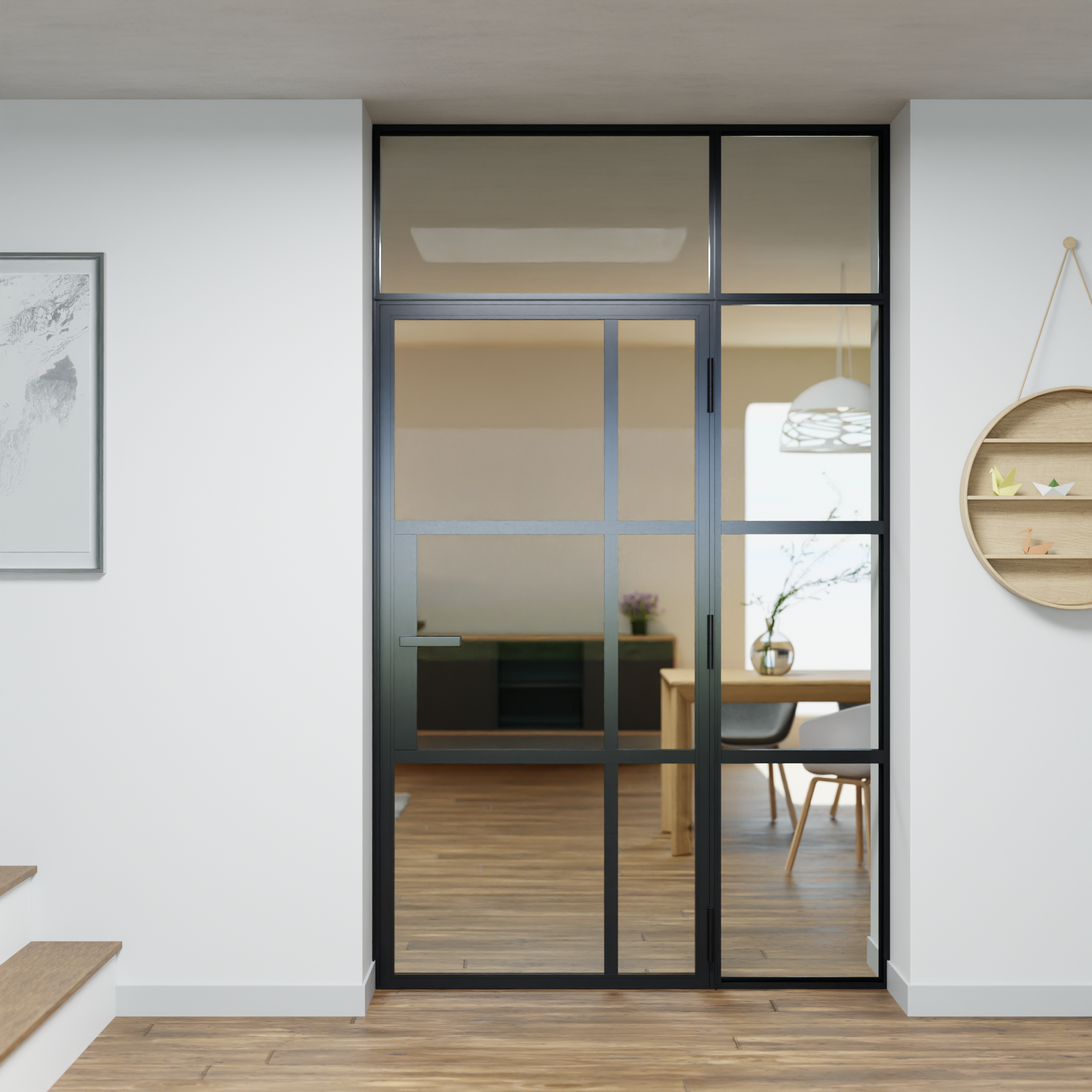 LoftTueren.shop - Lofttür LOFT10 mit Oberlicht und Seitenteil rechts