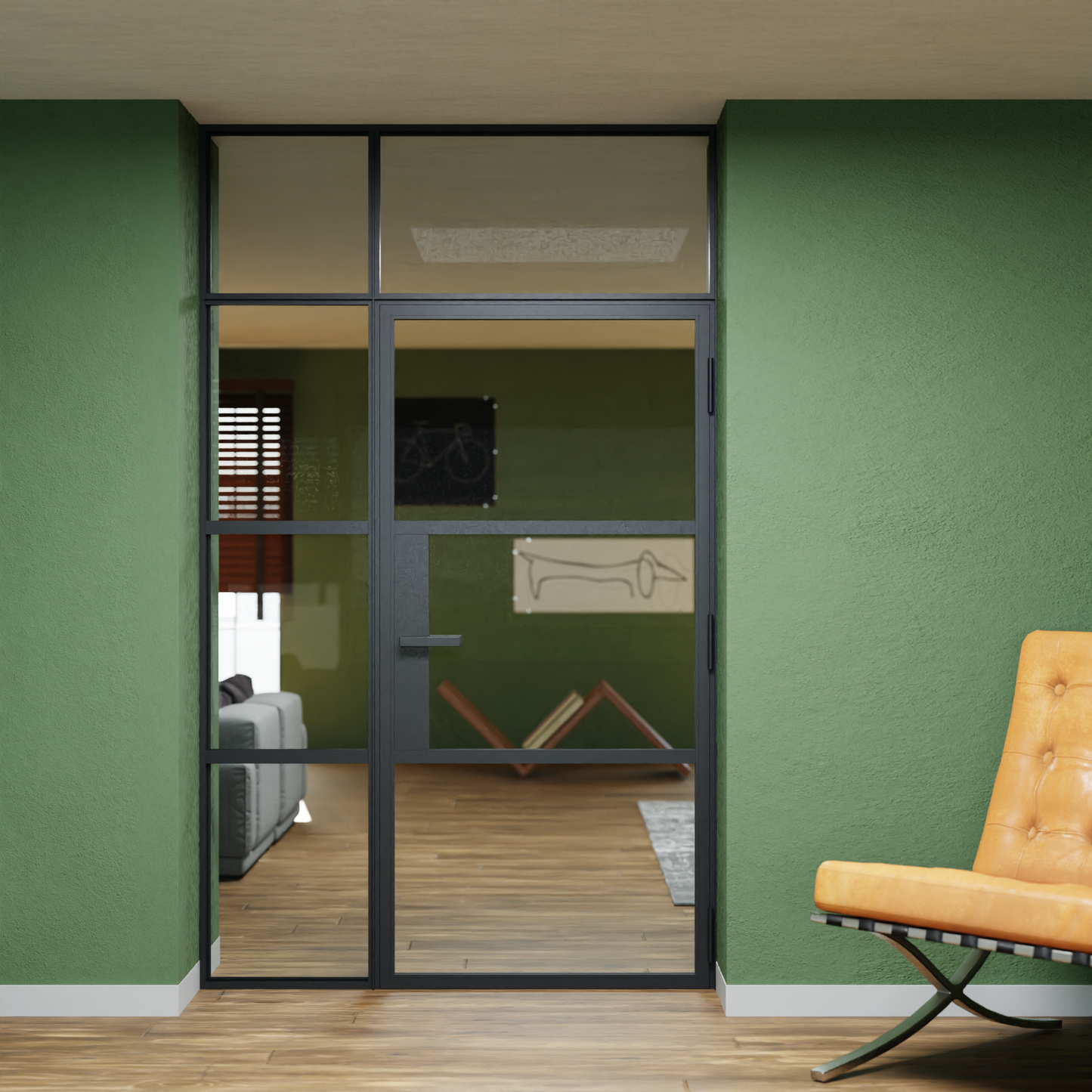 LoftTueren.shop - Lofttür LOFT3 mit Oberlicht und Seitenteil links