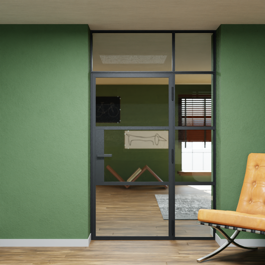 LoftTueren.shop - Lofttür LOFT3 mit Oberlicht und Seitenteil rechts