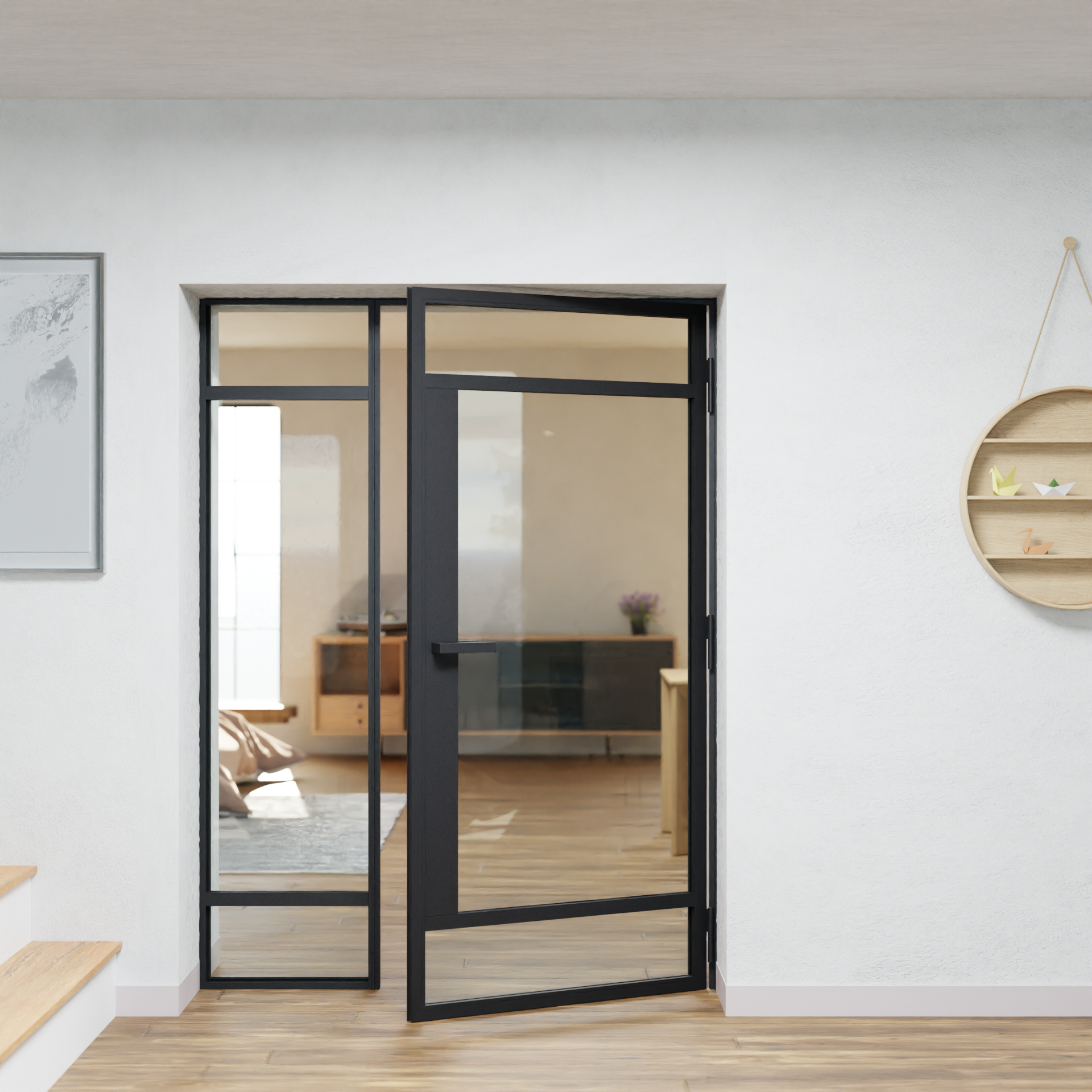 LoftTueren.shop - Loft Innentür LOFT7 mit Seitenteil links - offen