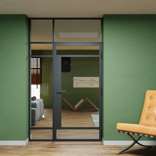 LoftTueren.shop - Lofttür LOFT7 mit Oberlicht und Seitenteil links - geschlossen