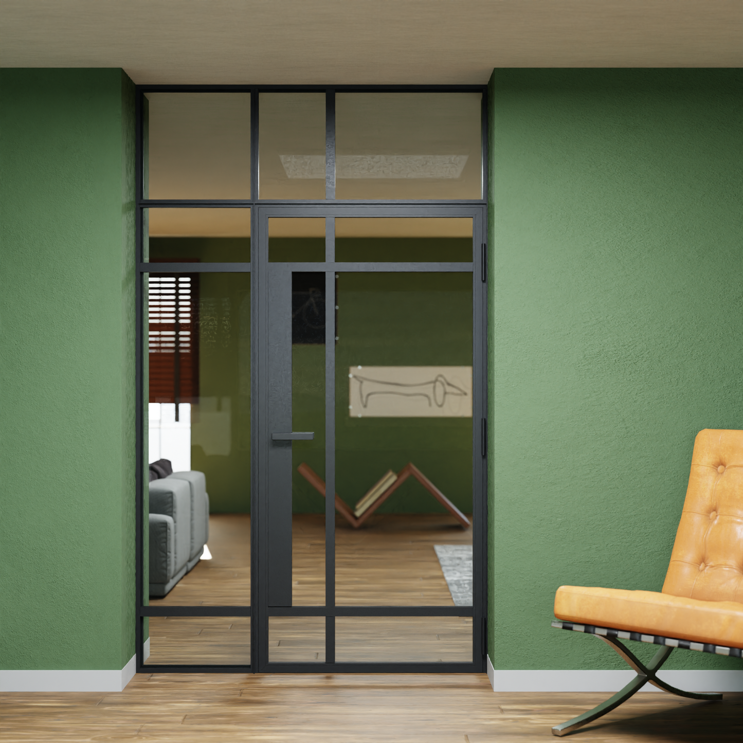 LoftTueren.shop - Lofttür LOFT8 mit Oberlicht und Seitenteil links