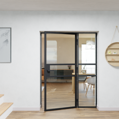 LoftTueren.shop - Lofttür LOFT9 mit Seitenteil rechts - offen